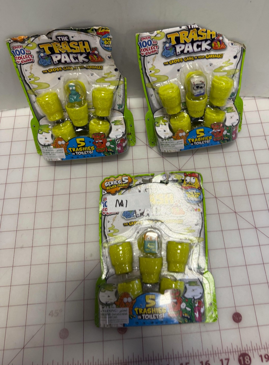 3 The Trash Pack Series 5 Sewer Trash Toilet 5-Pack New Damaged Packages #M1