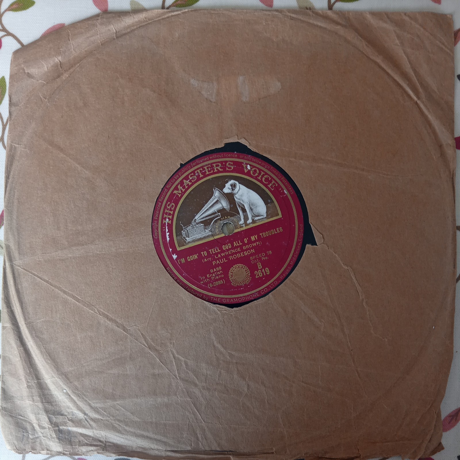 78rpm PAUL ROBESON deep river / i`m going to tell god all my troubles shellac vi