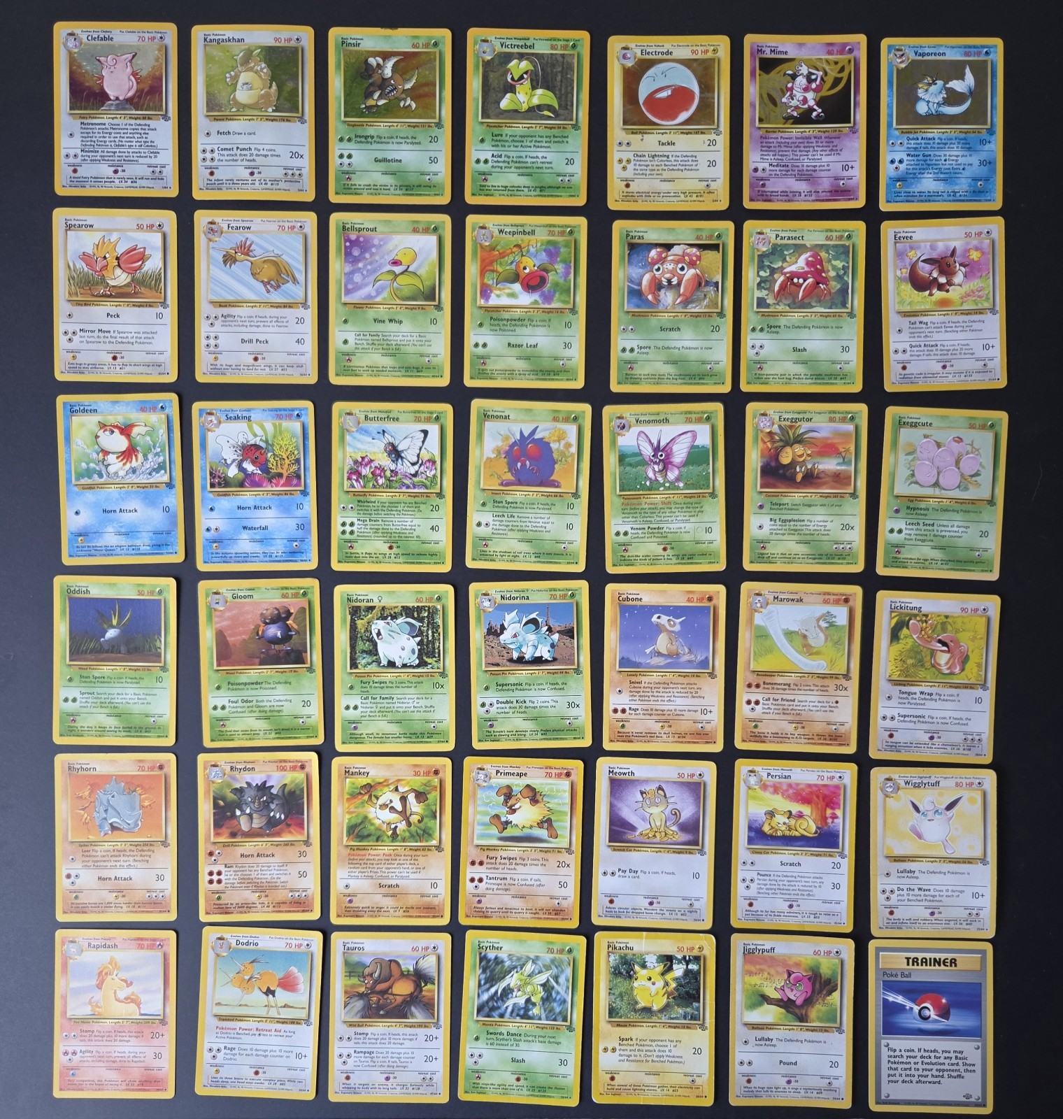 Pokemon Jungle Set Lotto 47 Carte 7 Holos Vaporeon Mr Mime WOTC Vintage NM-HP
