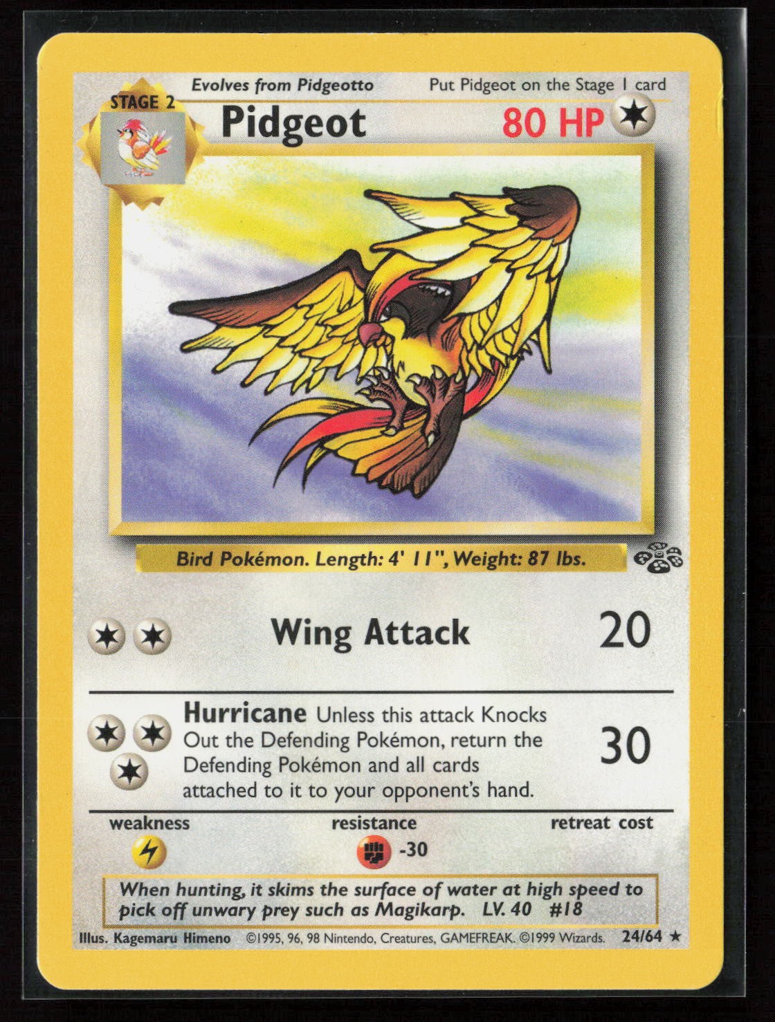 Pidgeot 24/64 Rare Jungle WOTC Vintage Pokemon MP