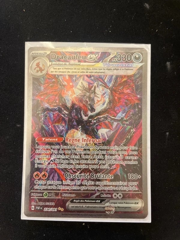 Dracaufeu ex parfaite états dans une sleeve