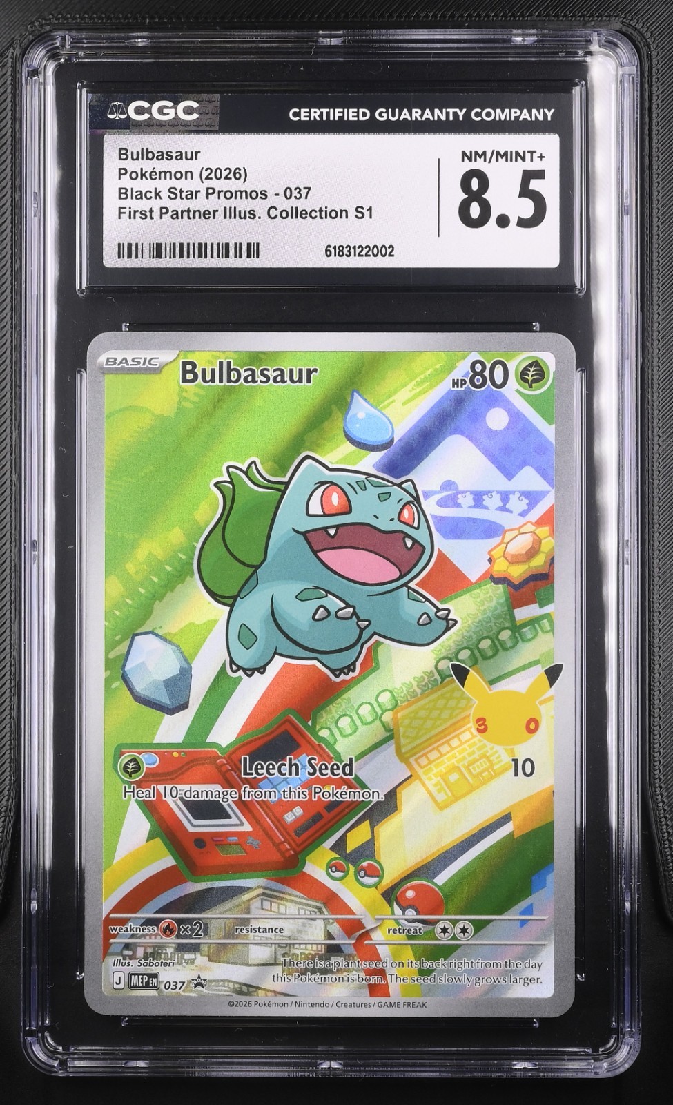 Bulbasaur 037 MEP First Partner Illustration 2026 Holo CGC 8.5 English