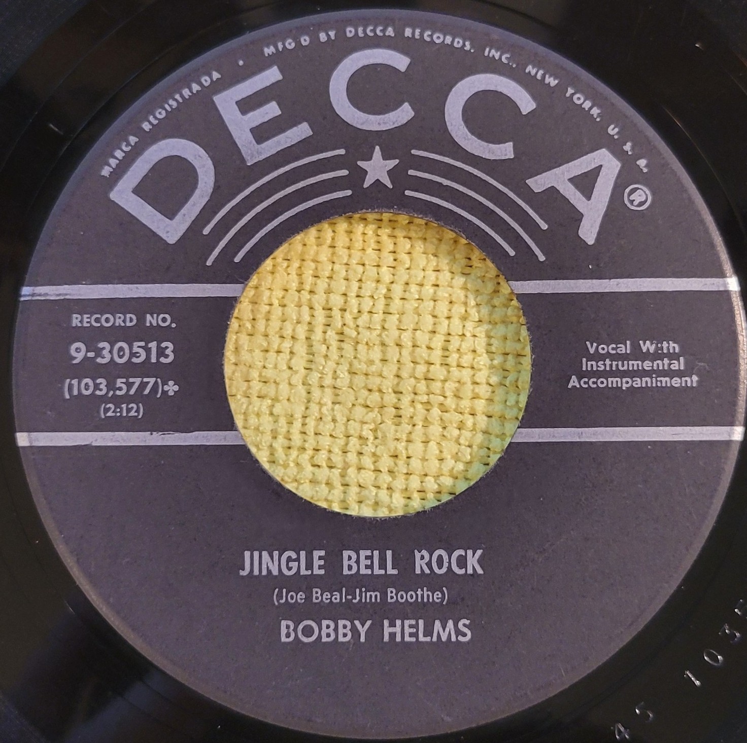 Bobby Helms "Jingle Bell Rock / Captain Santa Claus" weak VG