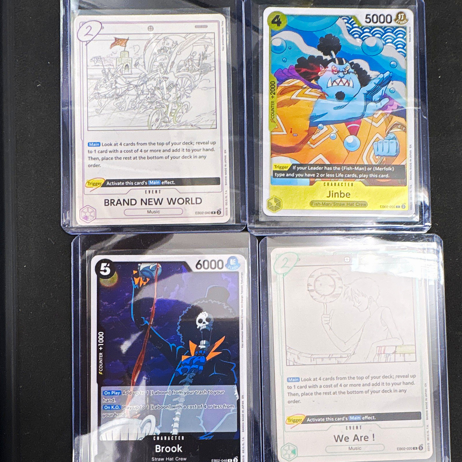 Bandai One Piece Card Game EB02 4-Card Alt Art Lot: Brook Jinbe We Are!