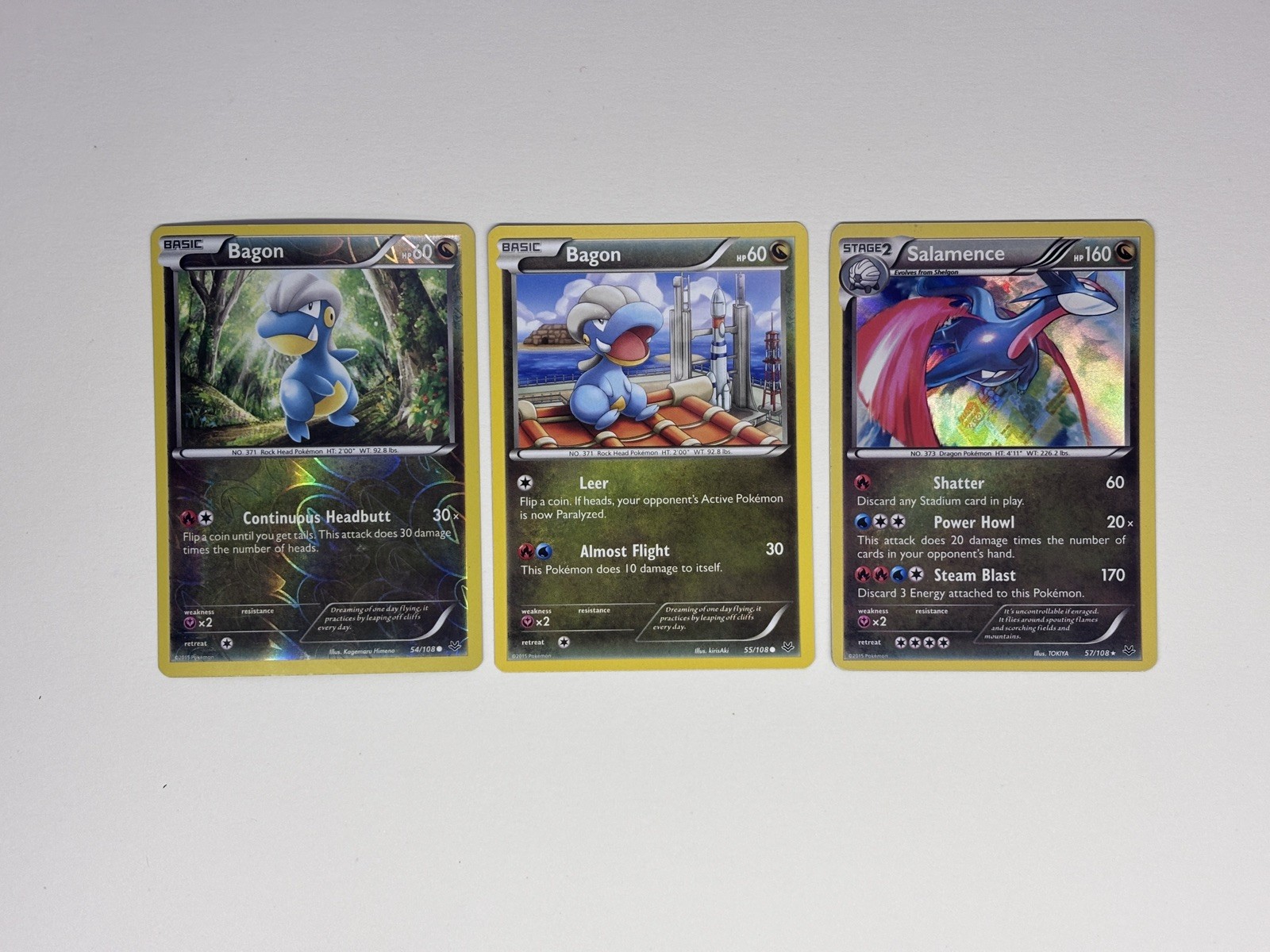 Lotto x3 Bagon & Salamence: Carte Pokémon Drago Cieli Ruggenti Holo Vintage LP/NM