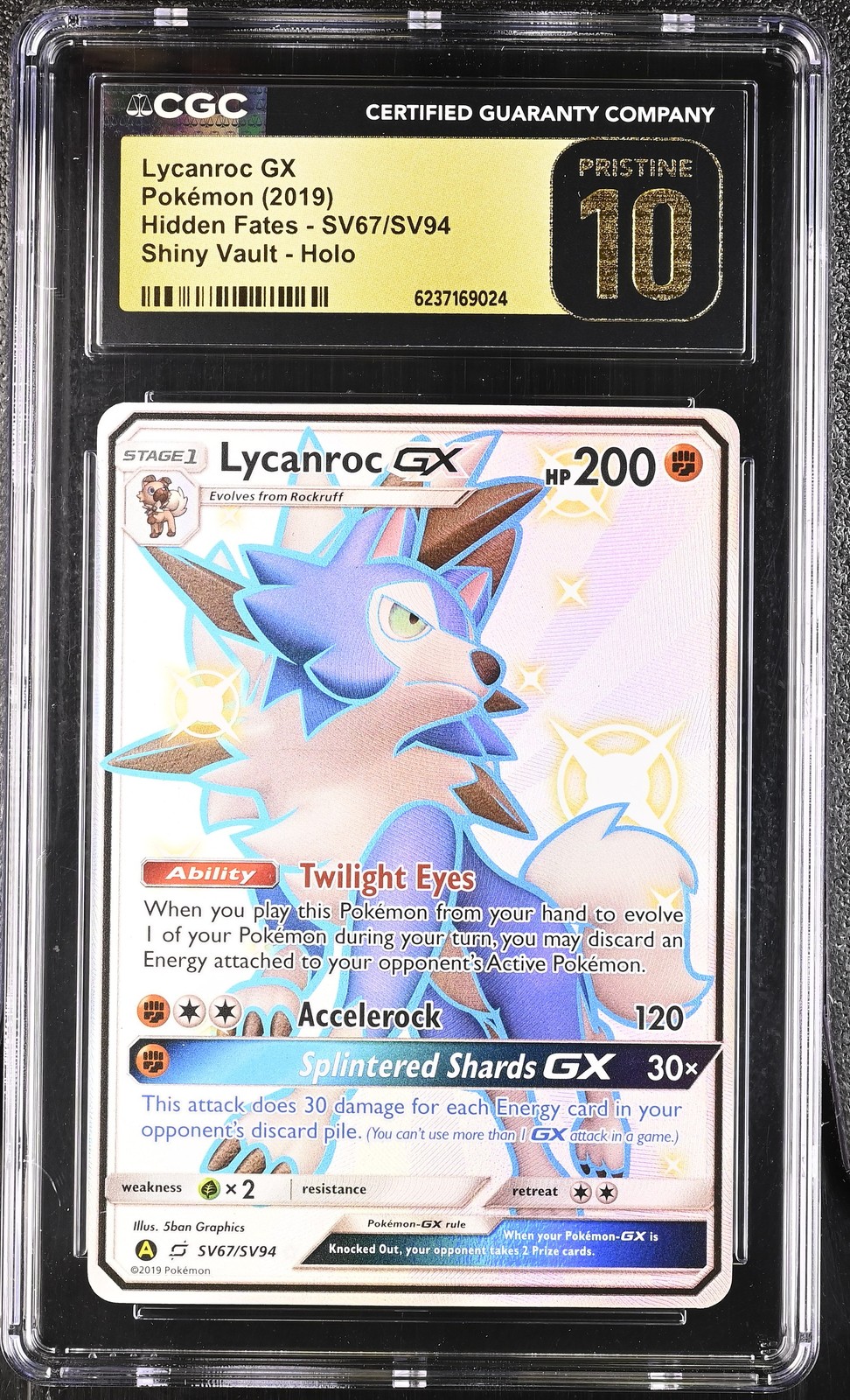 CGC 10 PRISTINE Lycanroc GX (SV67) Holofoil HIF:SV SV67/SV94 Pokemon