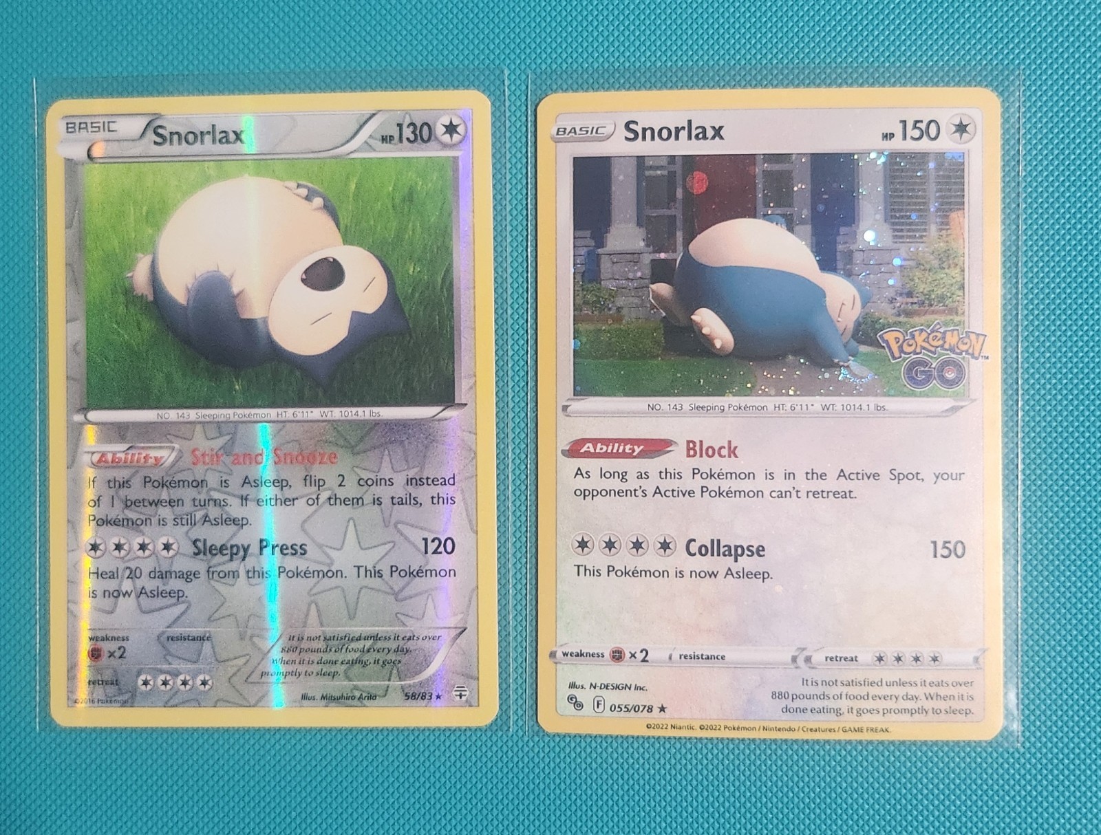Lotto carte Pokemon Go Snorlax Reverse Holo LP Generations & Snorlax Cosmos Holo 🌀