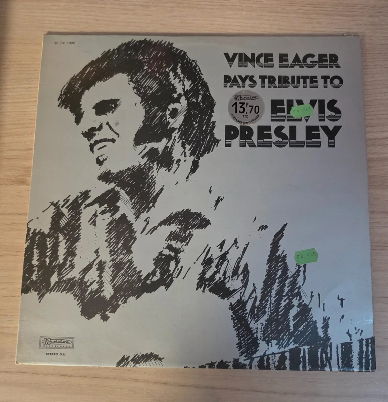 Superbe et rare vinyle Vincent Eager – Pays Tribute to Elvis Presley - en très bon état