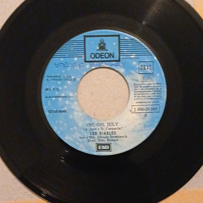 Los Diablos Oh, Oh, July 7" Vinyl jukebox Single 45 RPM 1972 Odeon J 006-20.845