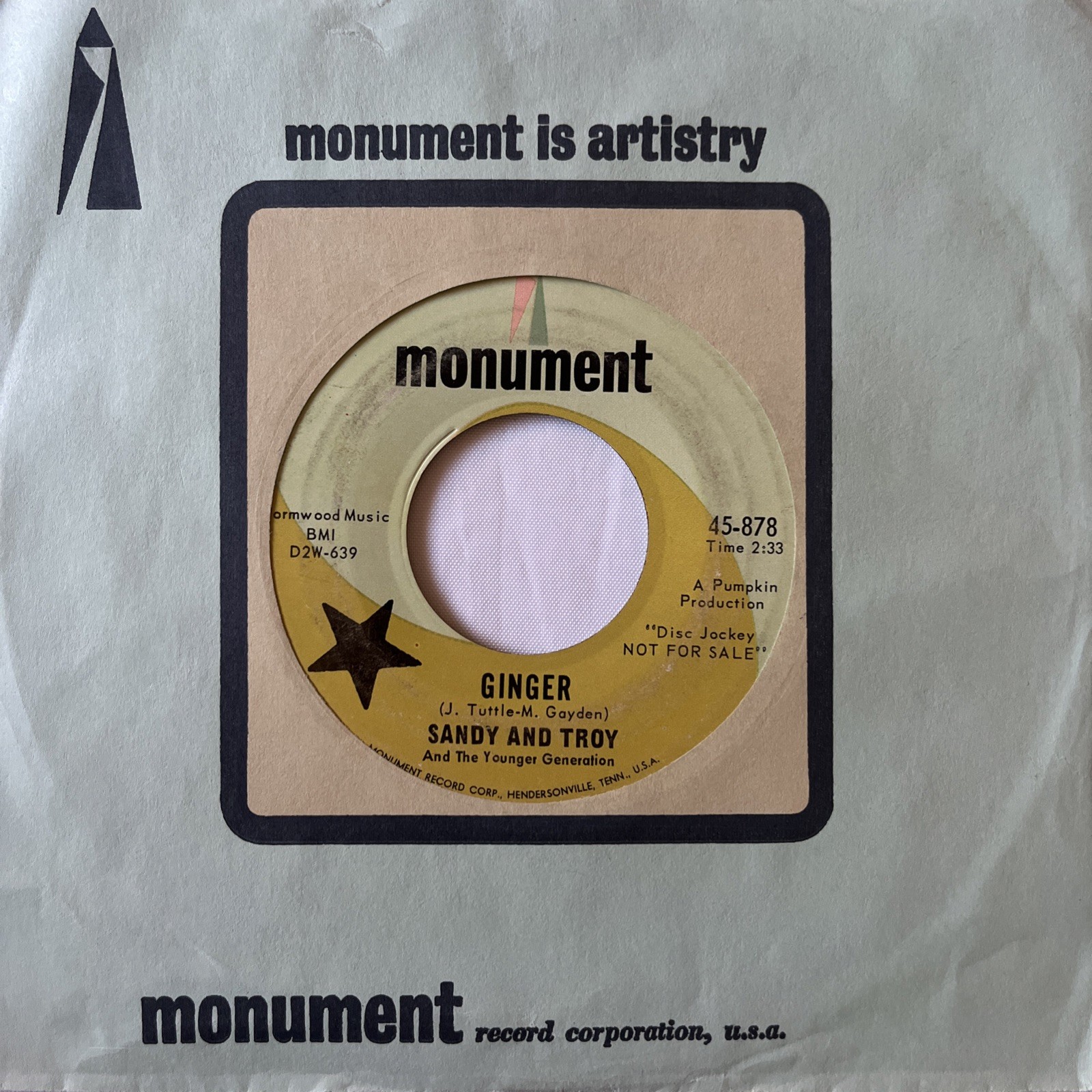 PROMO 45: SANDY & TROY & Younger Generation WHO IN THE WORLD / Ginger 1965 teen