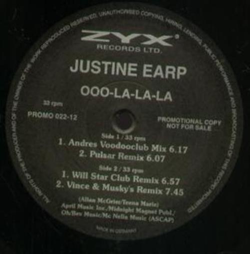 Justine Earp - Ooo-La-La-La - 12" - VG - 3950898904