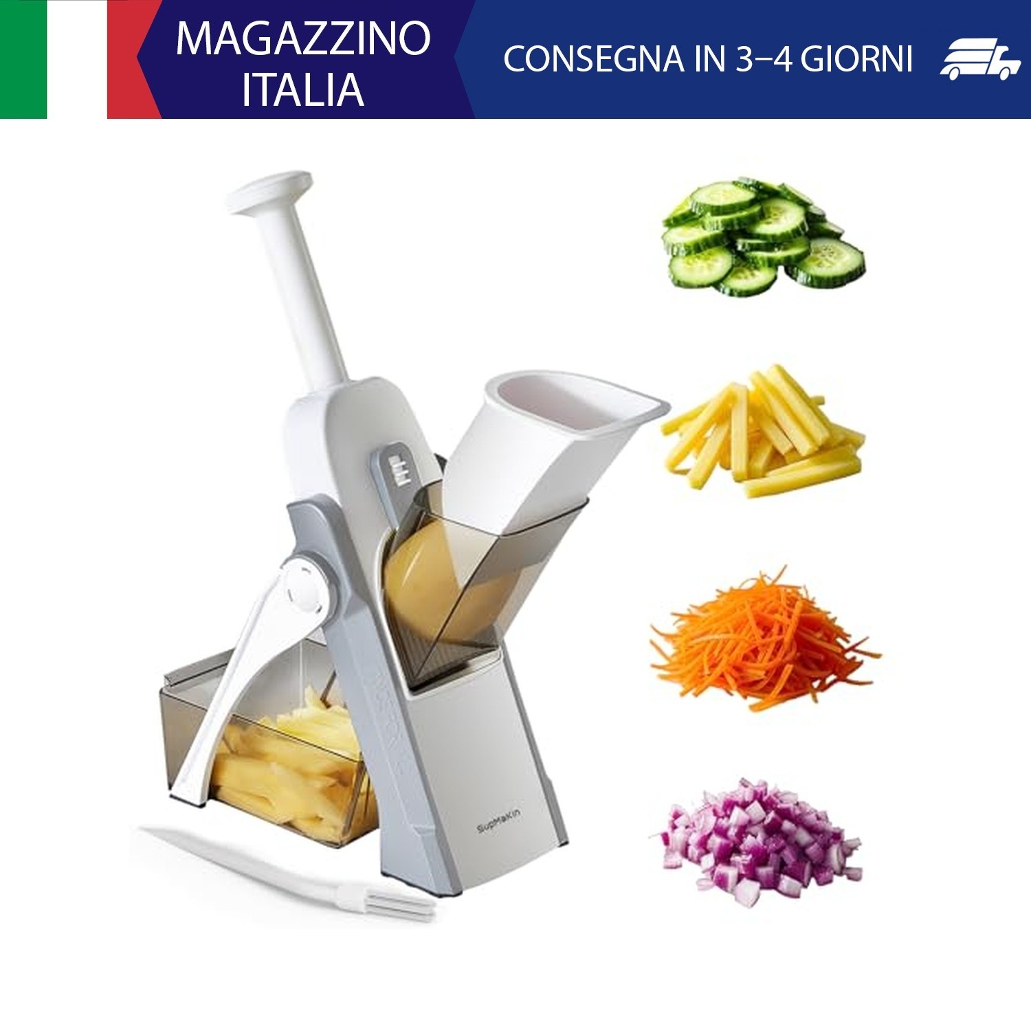 SupMaKin Mandolina di verdure, Spessore regolabile Patate Affettatrice Cipolla C