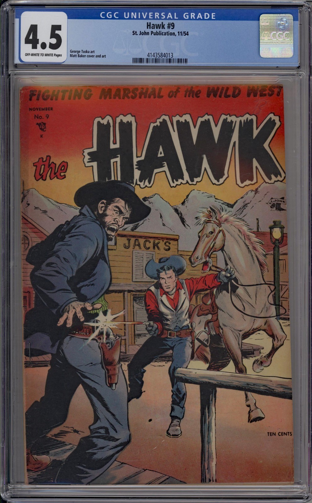 HAWK 9 CGC 4.5 - 4143584013 - Copertina Matt Baker St John 1954!