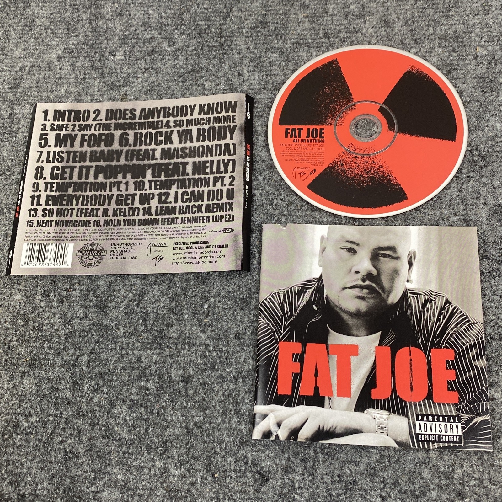 Fat Joe All or Nothing CD 2005 Atlantic Get It Poppin Lean Back FreeShip NoCase