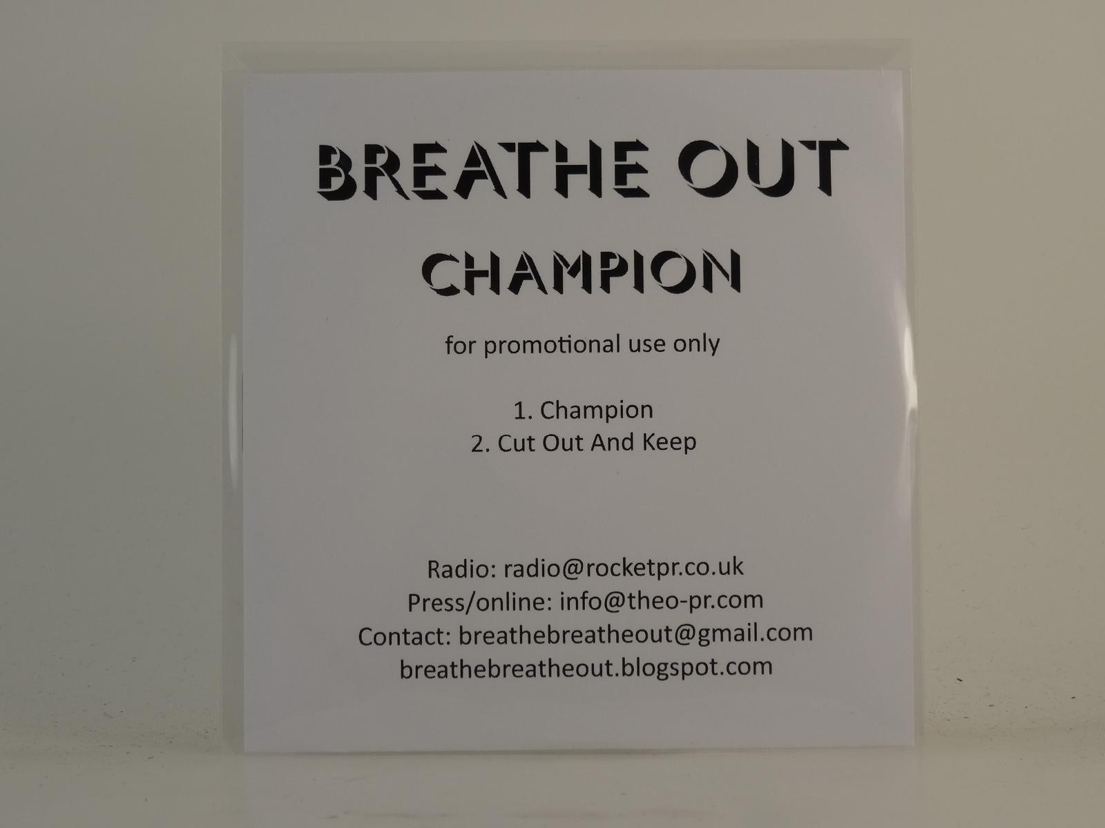 BREATHE OUT CHAMPION (H1) 2 Track Promo CD Single plus White Sleeve ART HARD