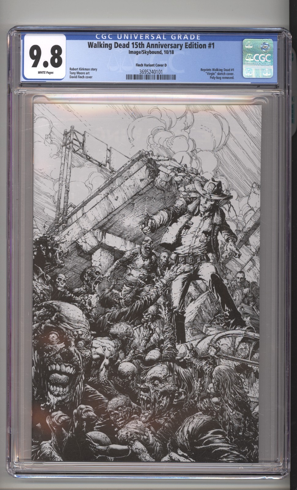 Walking Dead 15th Anniversary Edition 1 CGC 9.8 Finch Virgin Variant D 2018
