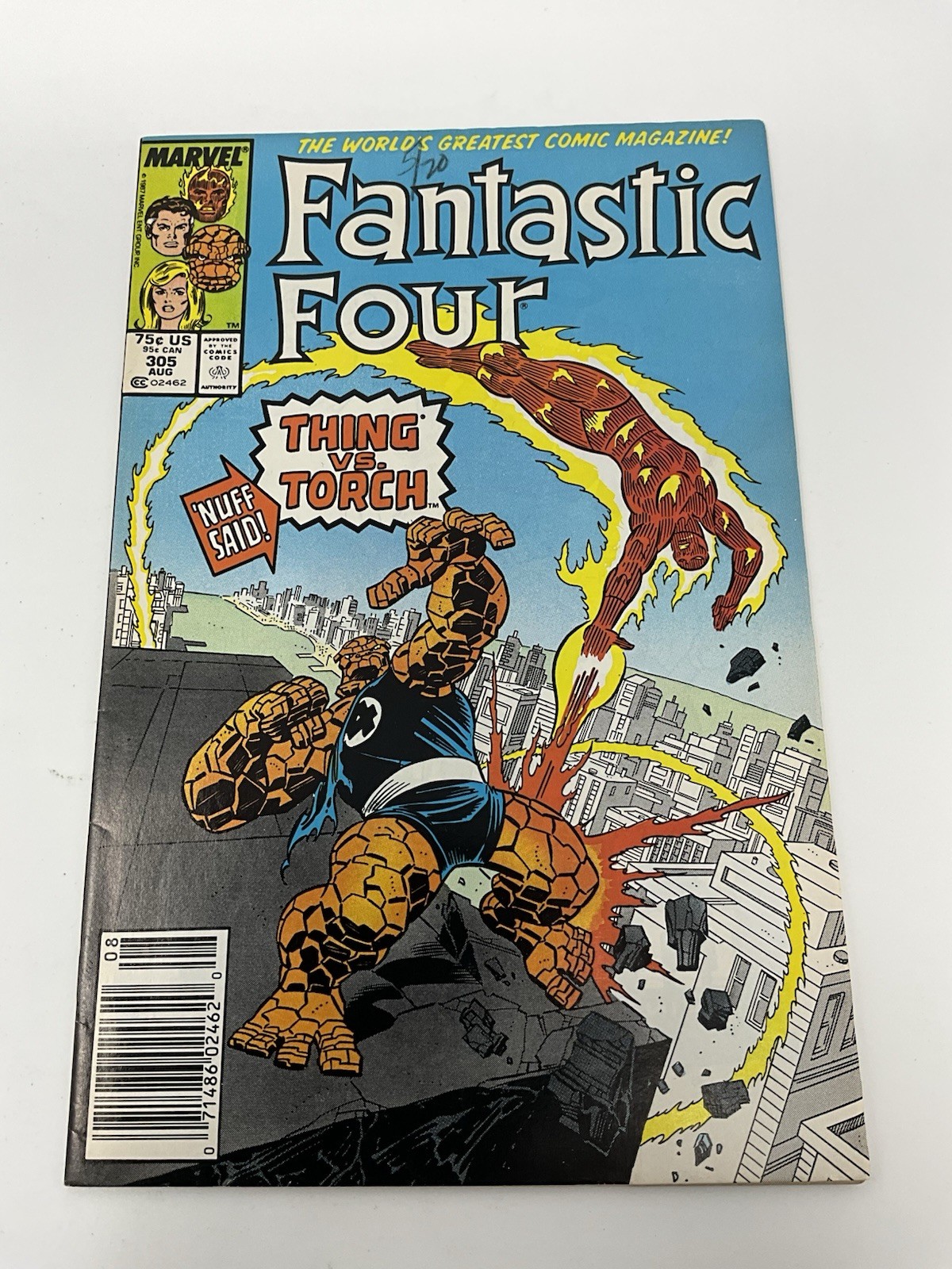 FANTASTIC FOUR #305 QUASI NUOVO 1987 EDICOLA THING VS HUMAN TORCH MARVEL COMICS