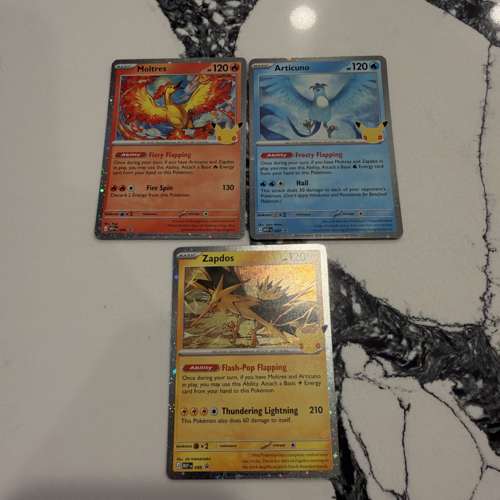 Zapdos Articuno Moltres MEP 096 097 098 30° Poster Collezione Promo