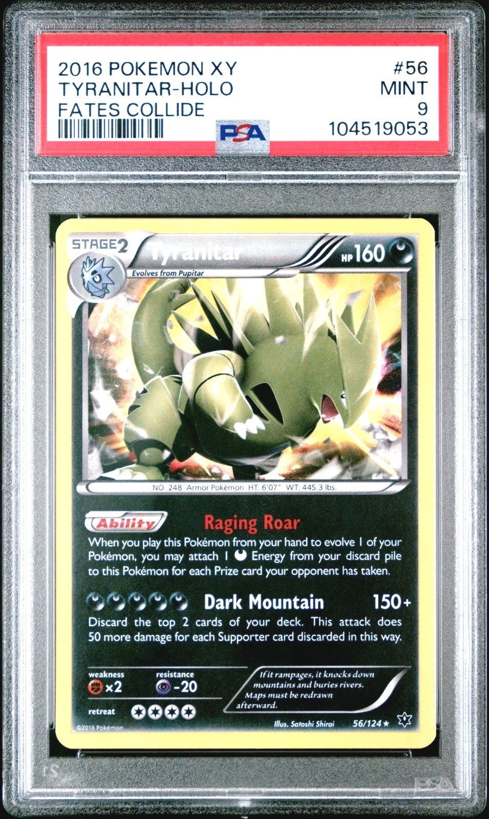 Pokémon Tyranitar Holo Fates Collide 2016 #56 PSA 9 come nuovo