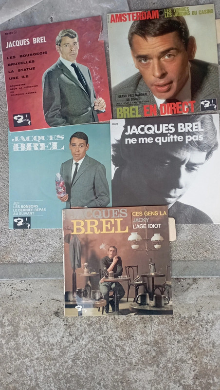 Lot disques vinyles 45t jacques Brel