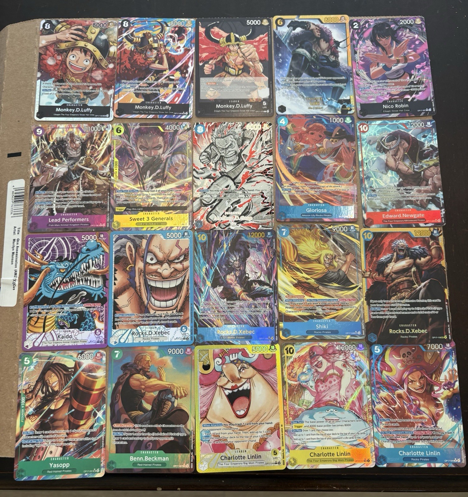 OP17 Alt Art SEC e Leader One Piece Card TCG - Lotto 60 carte Rocks, Monkey, Loki