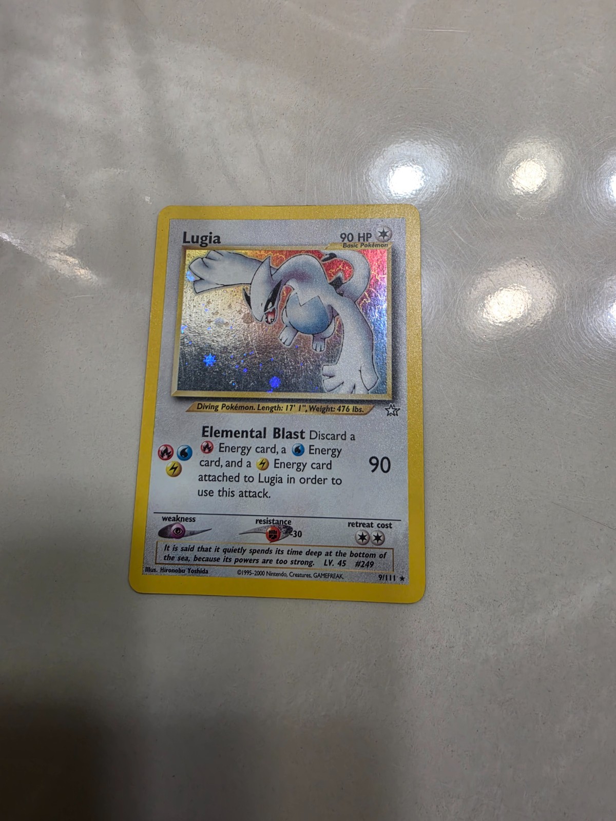Pokemon Neo Genesis Lugia 9/111 Holo Raro Quasi Nuovo WOTC Vintage