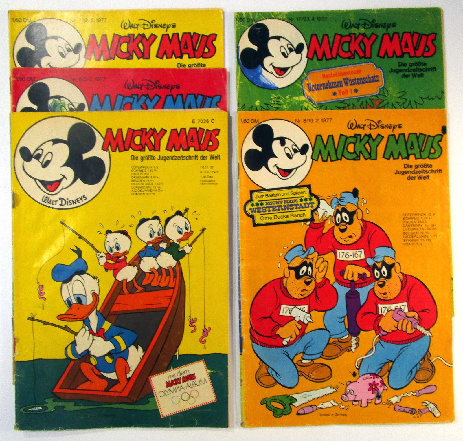 Lotto di 5 quaderni fumetti Topolino 1972 - 1977 lotto 2 editori Ehapa