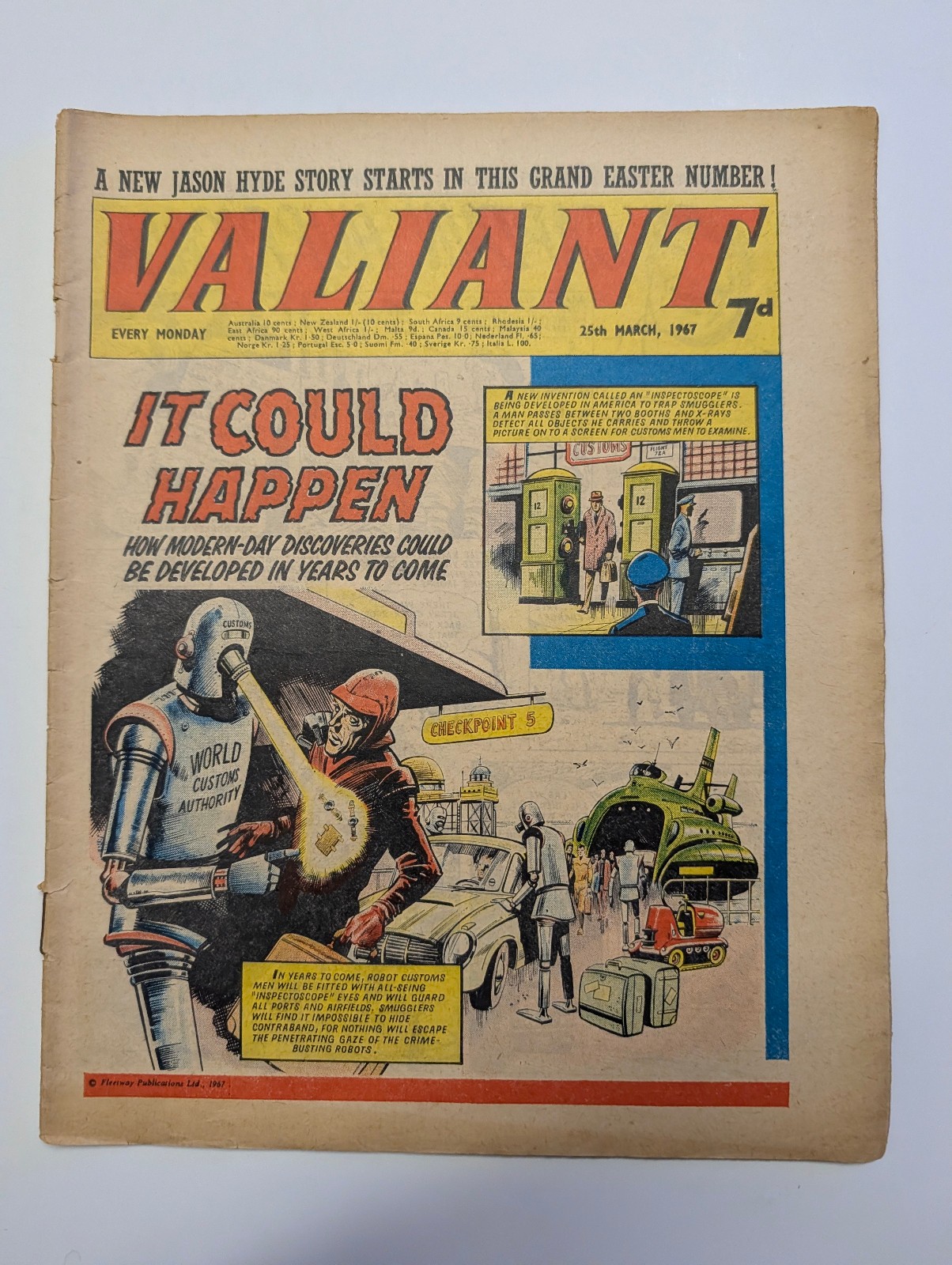 Valiant Comic 25th March 1967, Fleetway Publications.