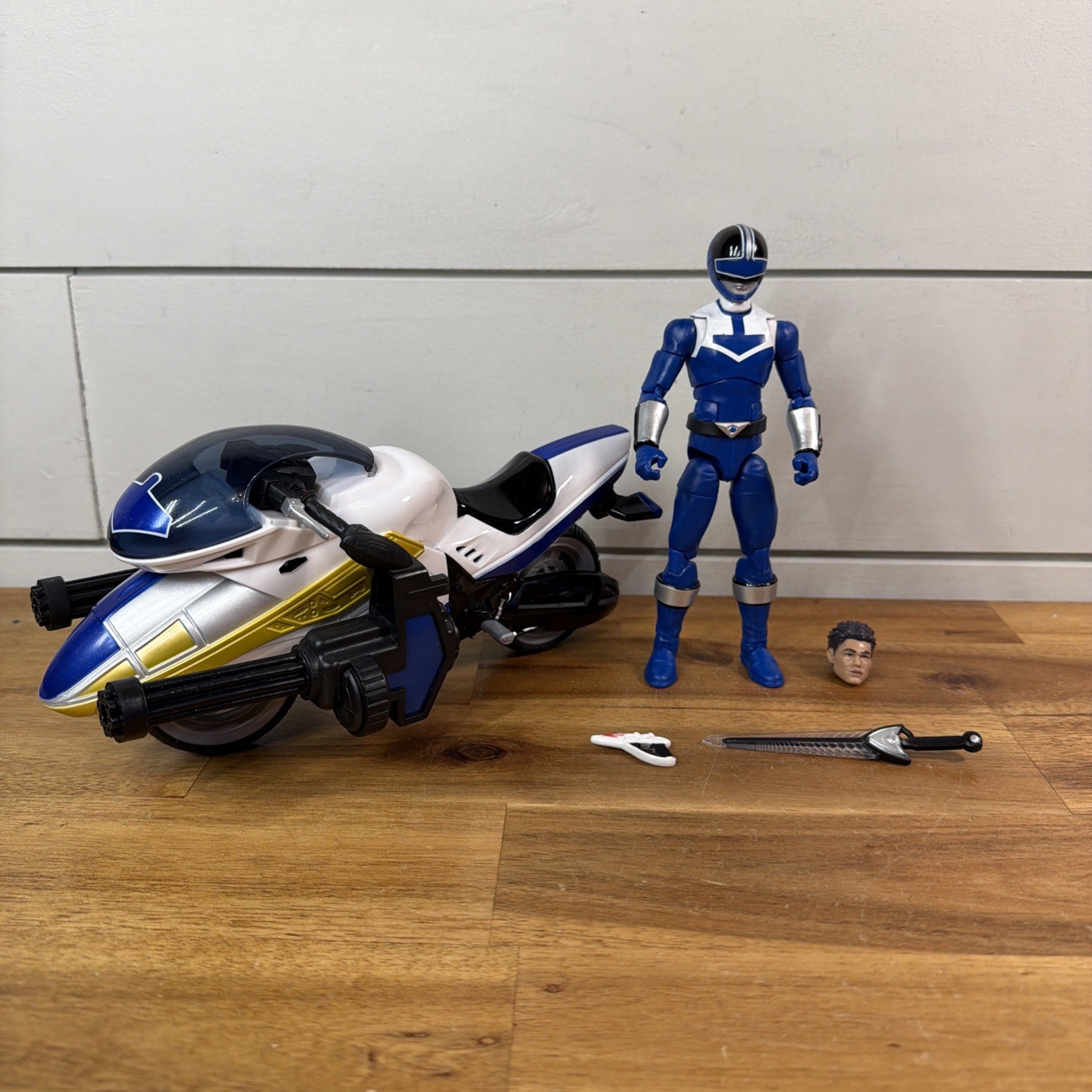 POWER RANGERS TIME FORCE BLUE RANGER FIGURE & VECTOR CYCLE COLLEZIONE LIGHTNING