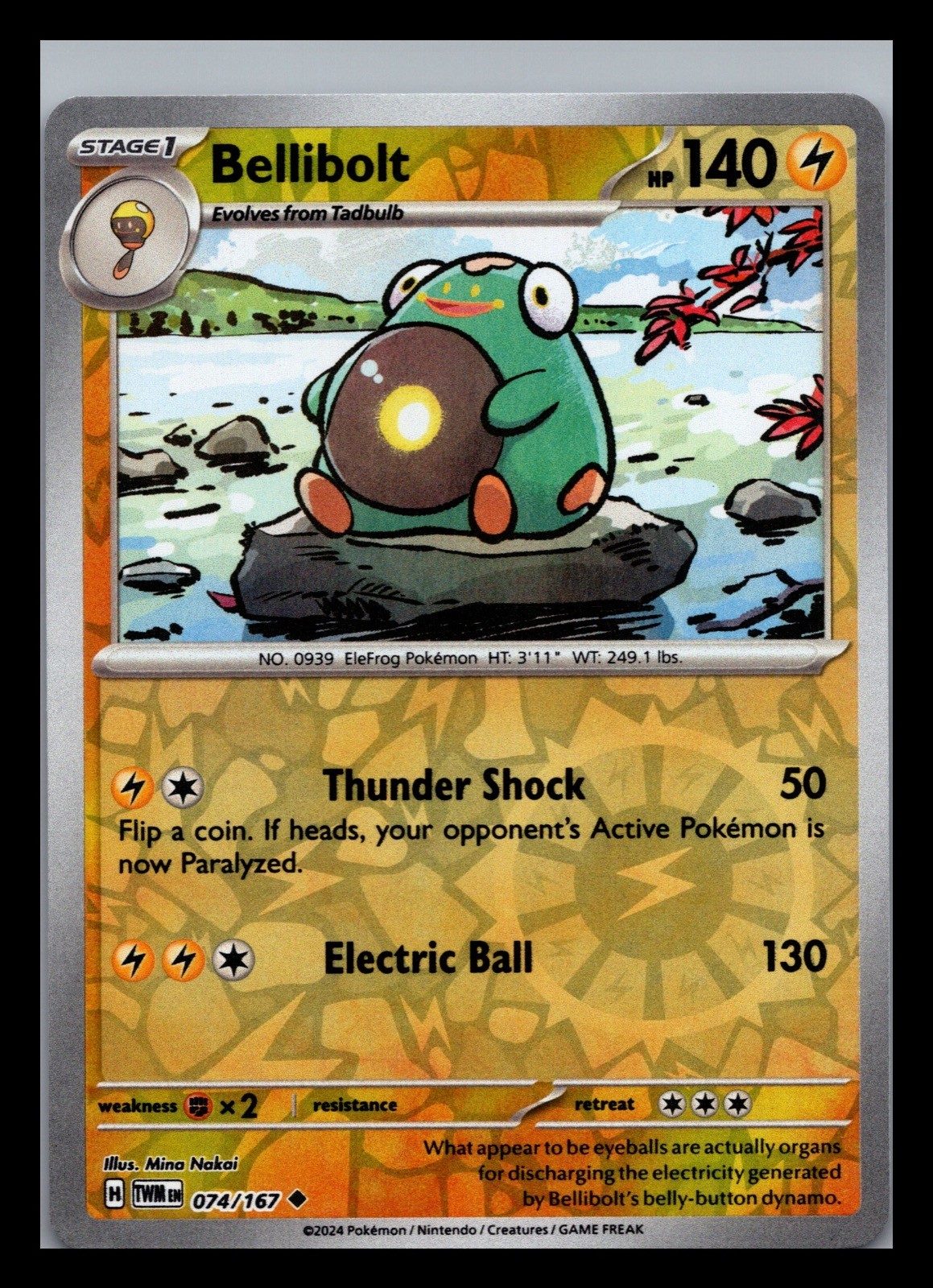 Bellibolt 074/167 Non Comune Maschera Crepuscolare Pokemon Reverse Holo Near Mint