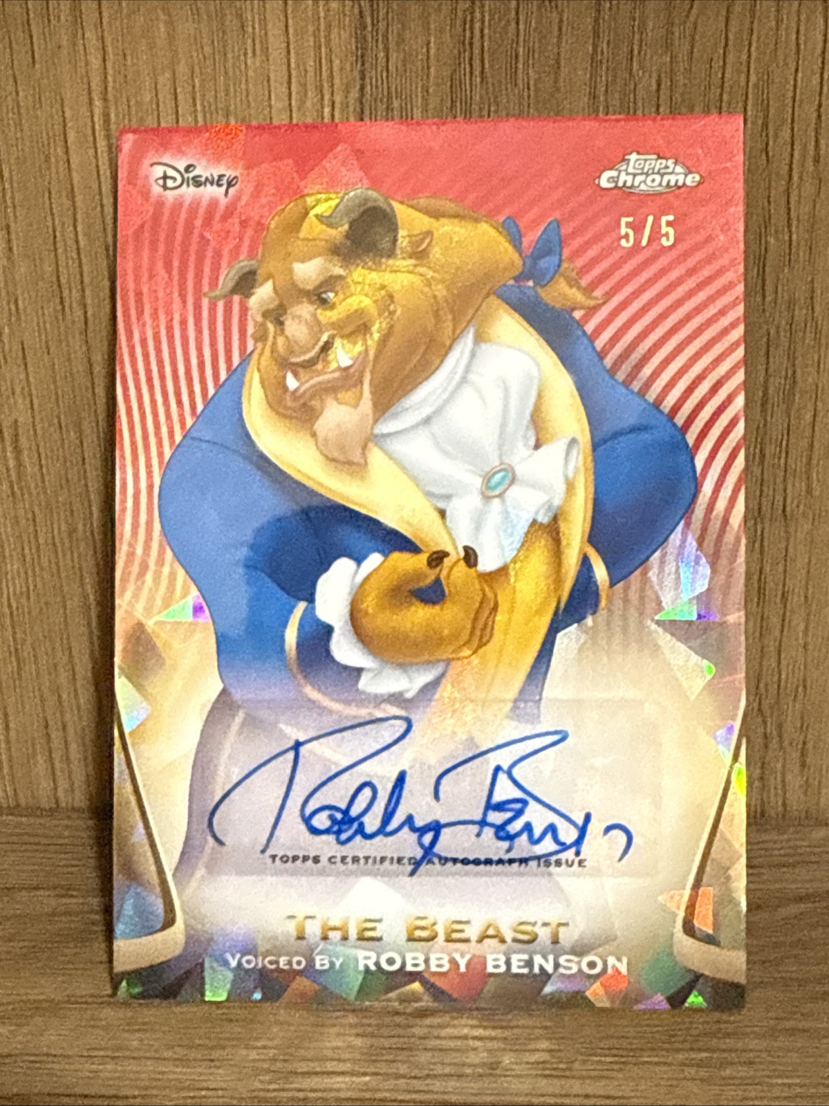 2025 The Beast TOPPS CHROME DISNEY SAPPHIRE RED AUTO /5 Robby Benson