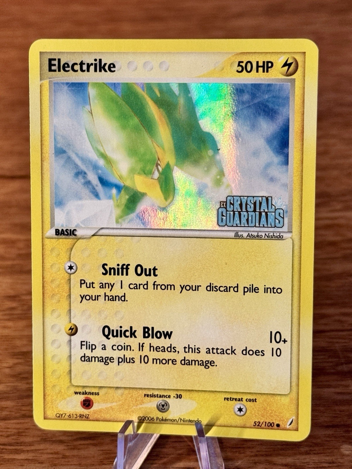 Pokemon Card - Electrike 52/100 - Reverse Holo Stamped EX Crystal Guardians