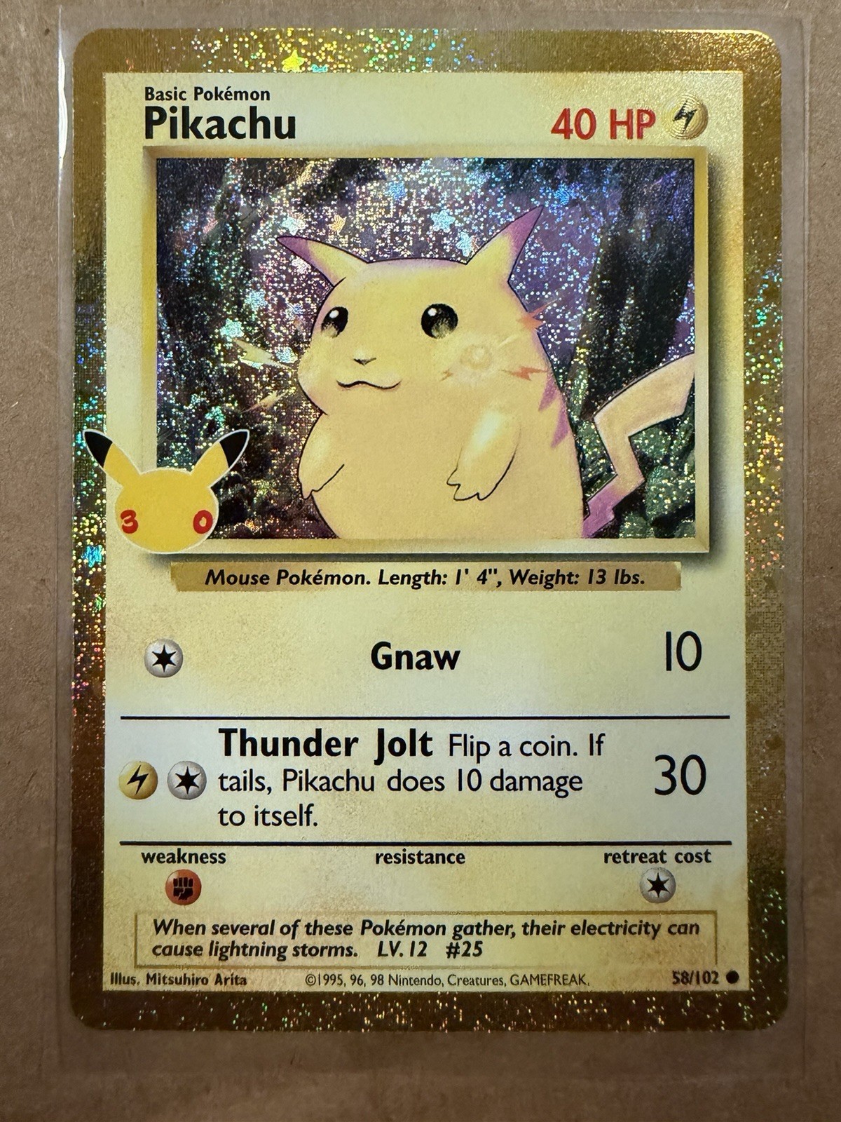 30° Anniversario Pikachu Collezione CLASSIC Bordo Oro Holo 58/102 NM