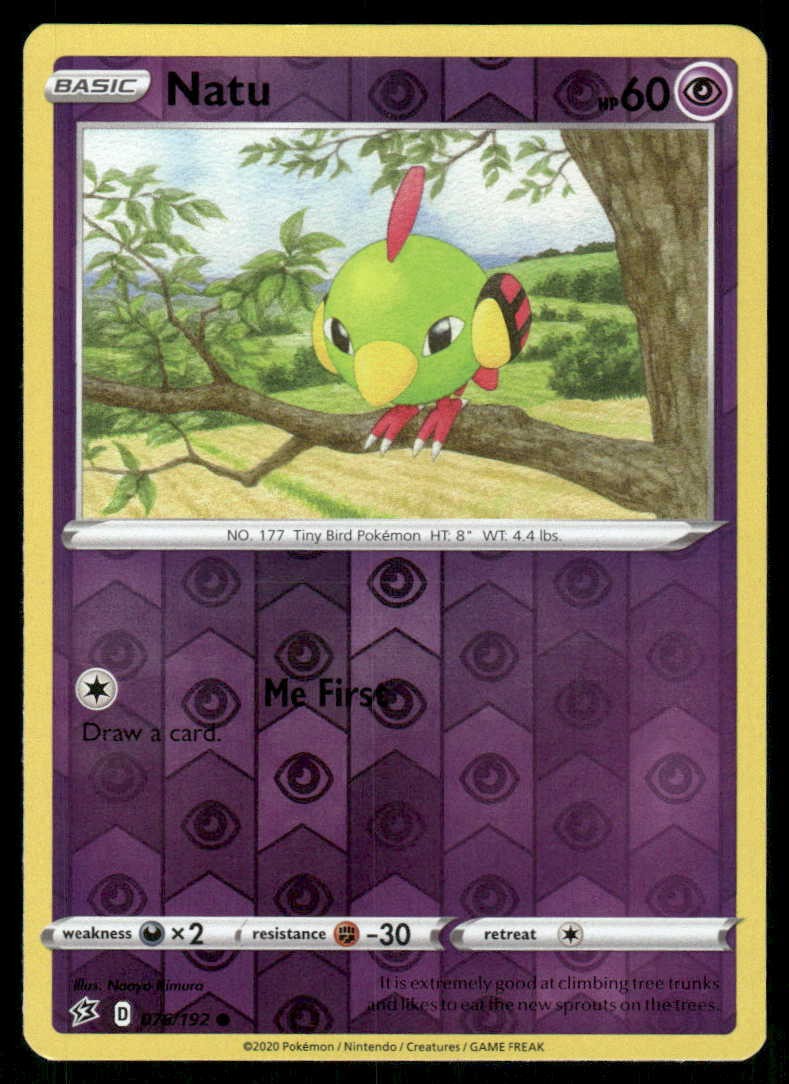 POKEMON NATU REBEL CLASH 076/192 REVERSE HOLO C LP
