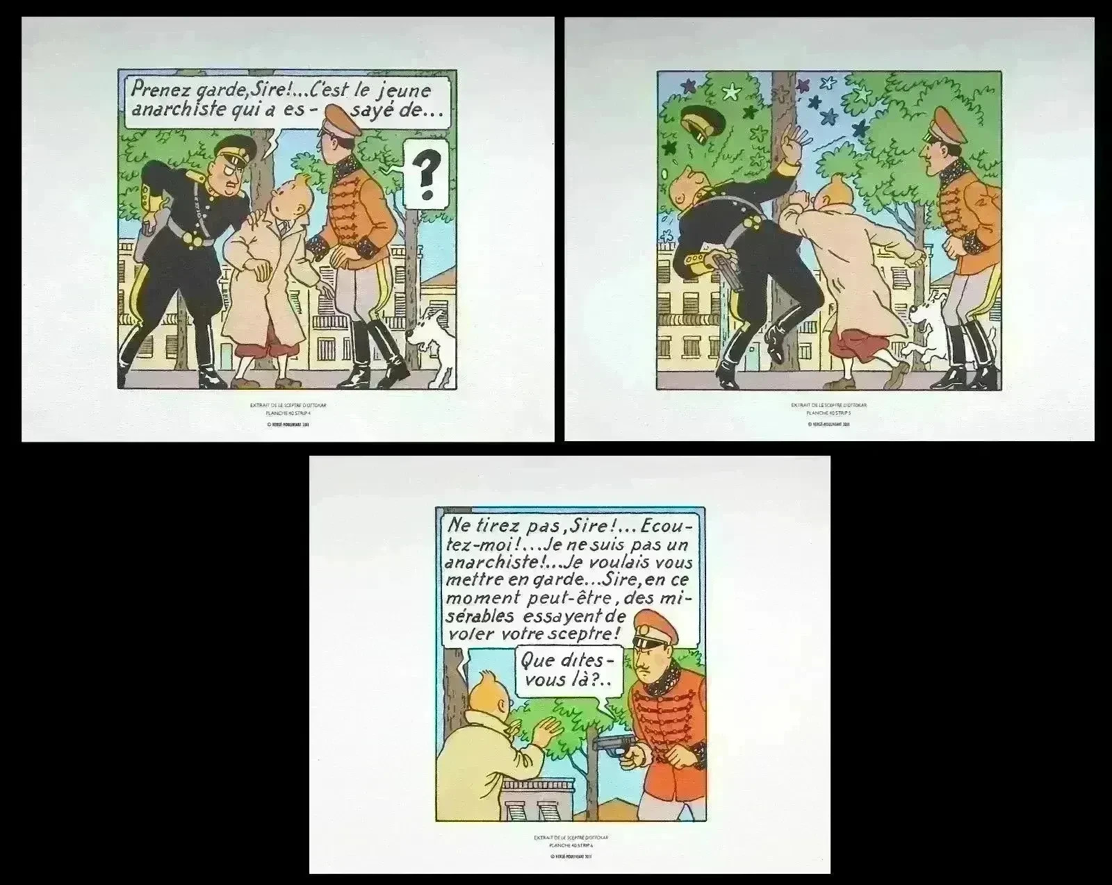 HERGÉ : TINTIN Le sceptre d'Ottokar, 3 LITHOGRAPHIES Ex Libris, 2011