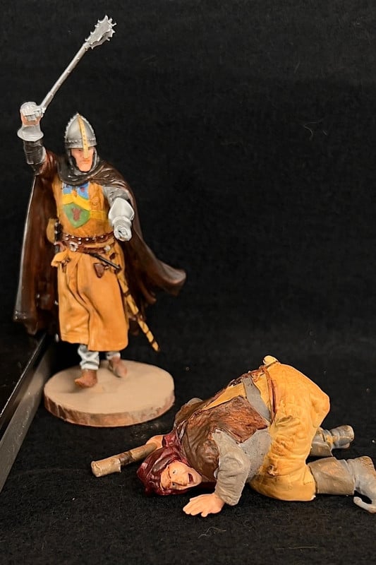 résine aux 1/18  " les visiteurs " Godefroy de Montmirail et jacquouille artisanal Français