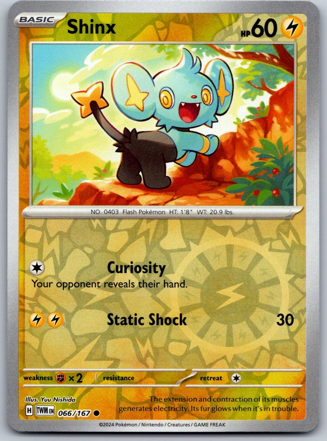 Shinx 066/167 Maschera Crepuscolare Comune Pokemon Reverse Holo Near Mint