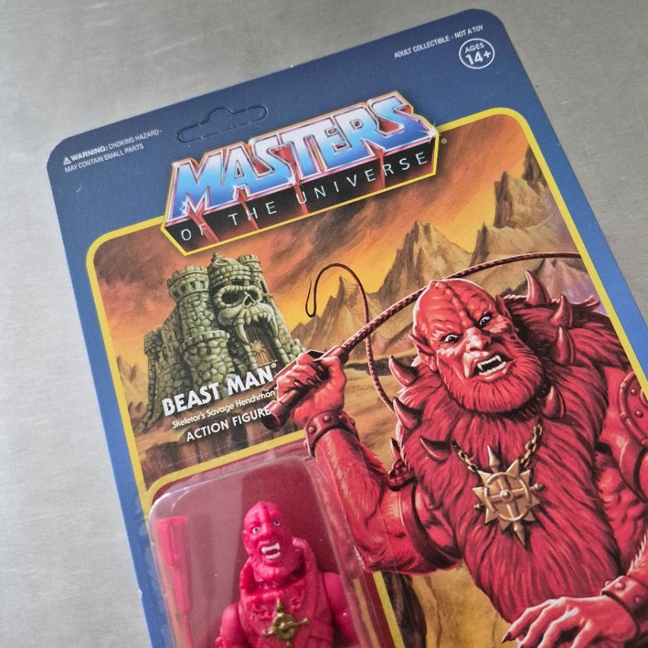 Super7 ReAction Masters of the Universe fumetto BEAST MAN action figure non perforato
