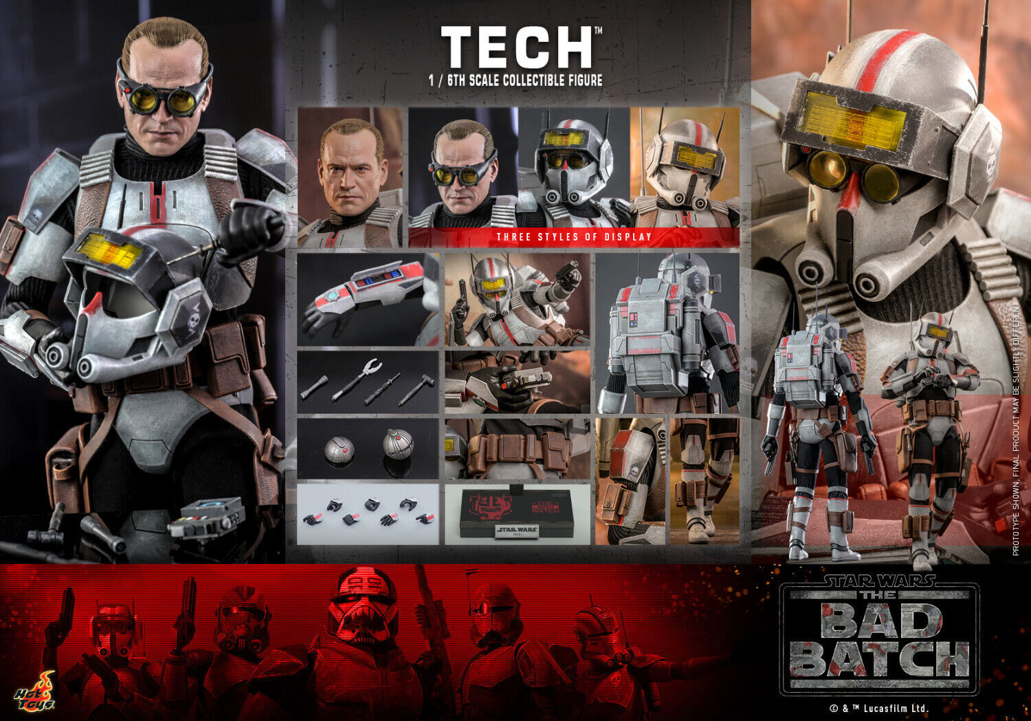 In Magazzino Modellino Hot Toys TMS098 Star Wars The Bad Batch Tech 1/6 Nuovo