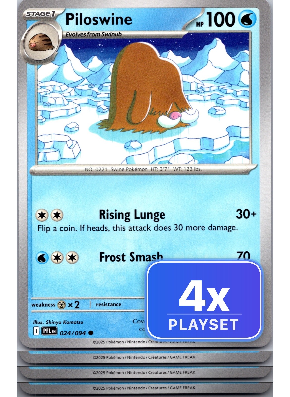 Playset di 4 2025 Pokemon Piloswine 024 Fiamme Fantastiche Comuni