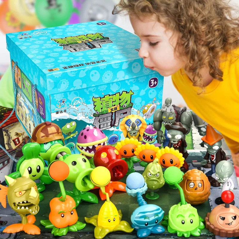 Plant vs Zombie Style Toy Figure Set, Full Collection, Box-Packed Mini Figures,