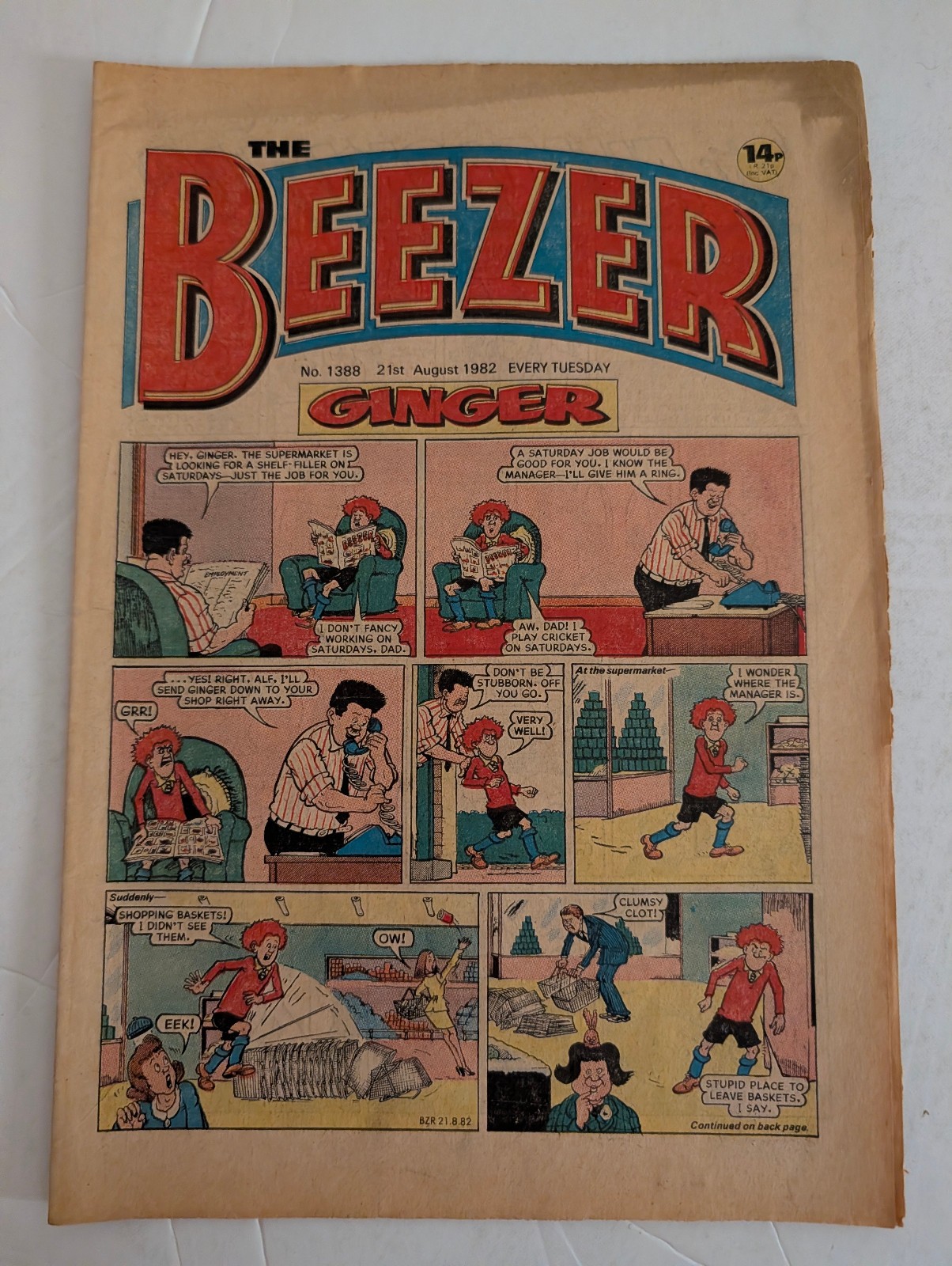 The Beezer Comic No 1388, August 21st 1982.