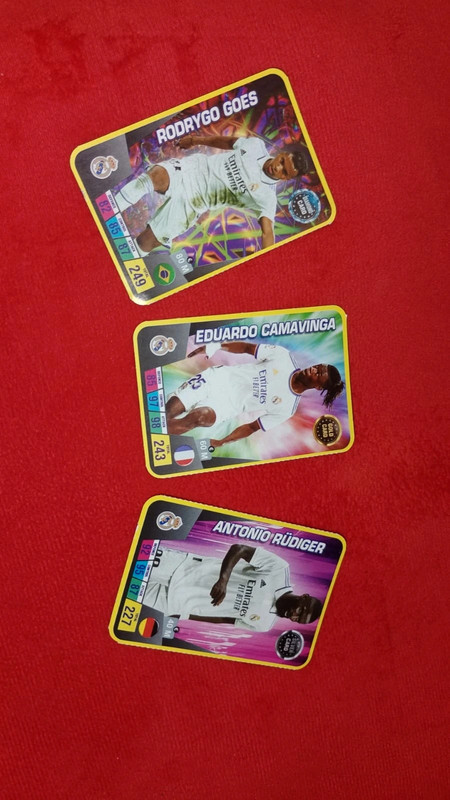Lote 3 Cartas Especiales Real Madrid (Rodrygo, Camavinga, Rüdiger)