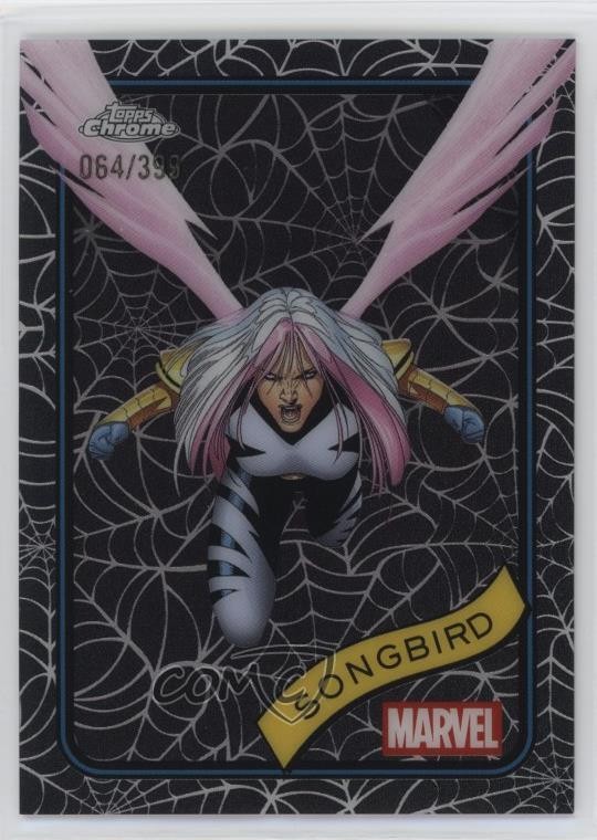 2025 Topps Chrome Marvel Comics Spider Web rifrattore 64/399 Songbird #61 9et