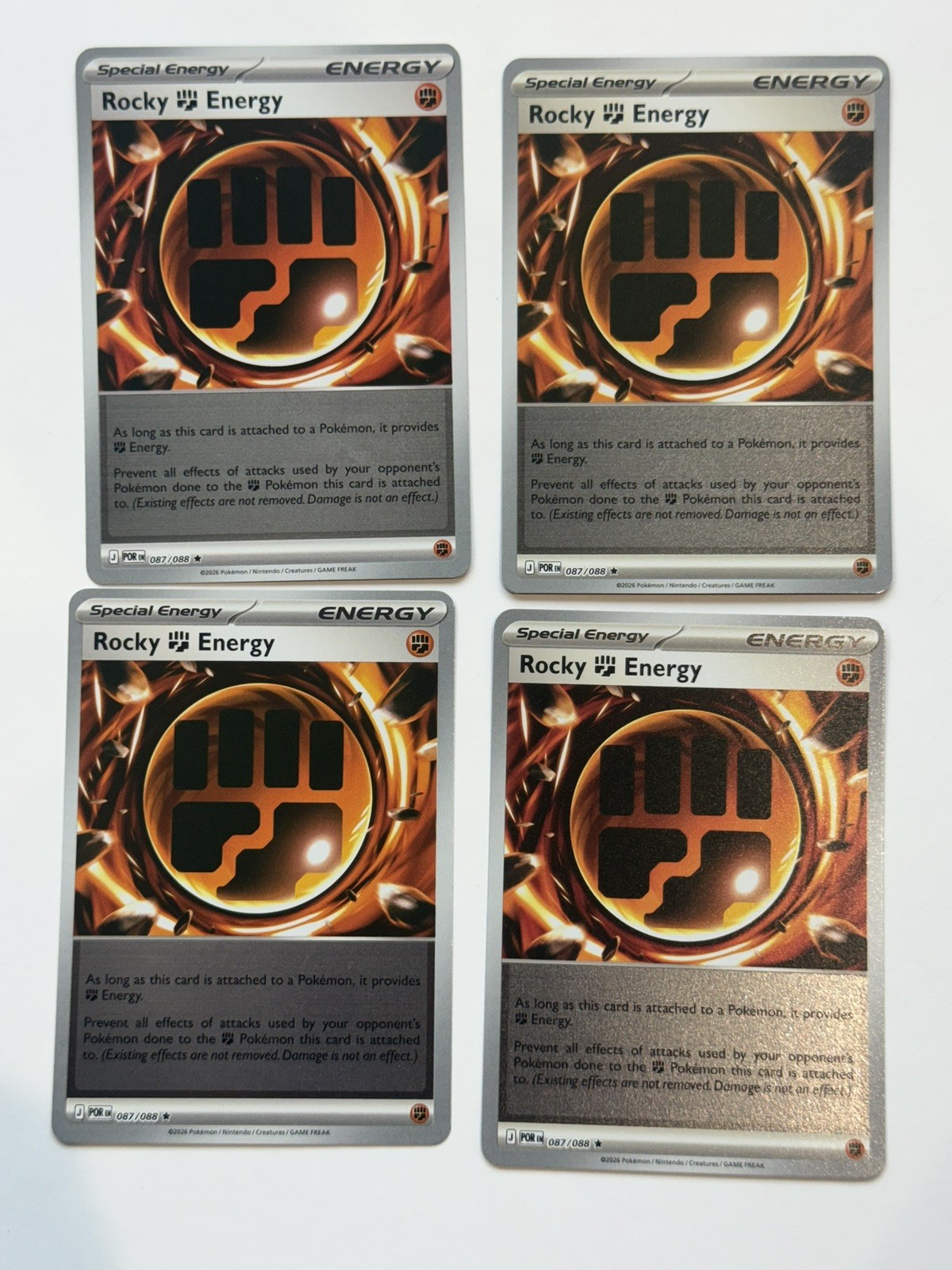 4x Playset - Energia Rocciosa 087/088 REVERSE Holo Pokémon: ordine perfetto quasi nuovo