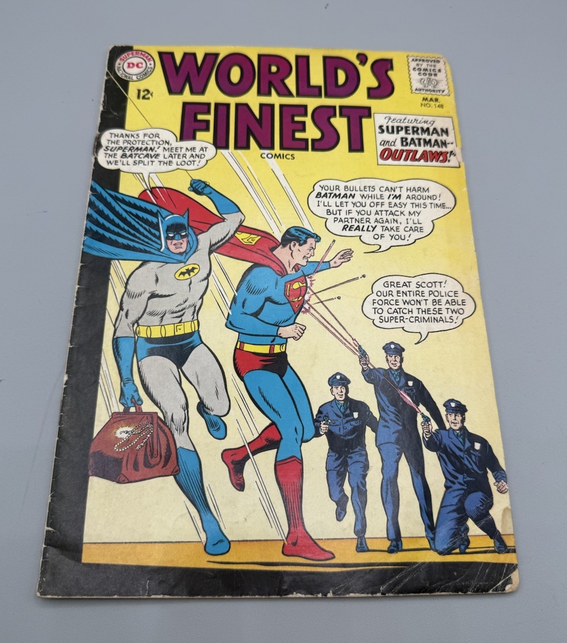 World's Finest Comics #148 Mar 1965, DC Superman Batman Outlaws Silver Age Crime