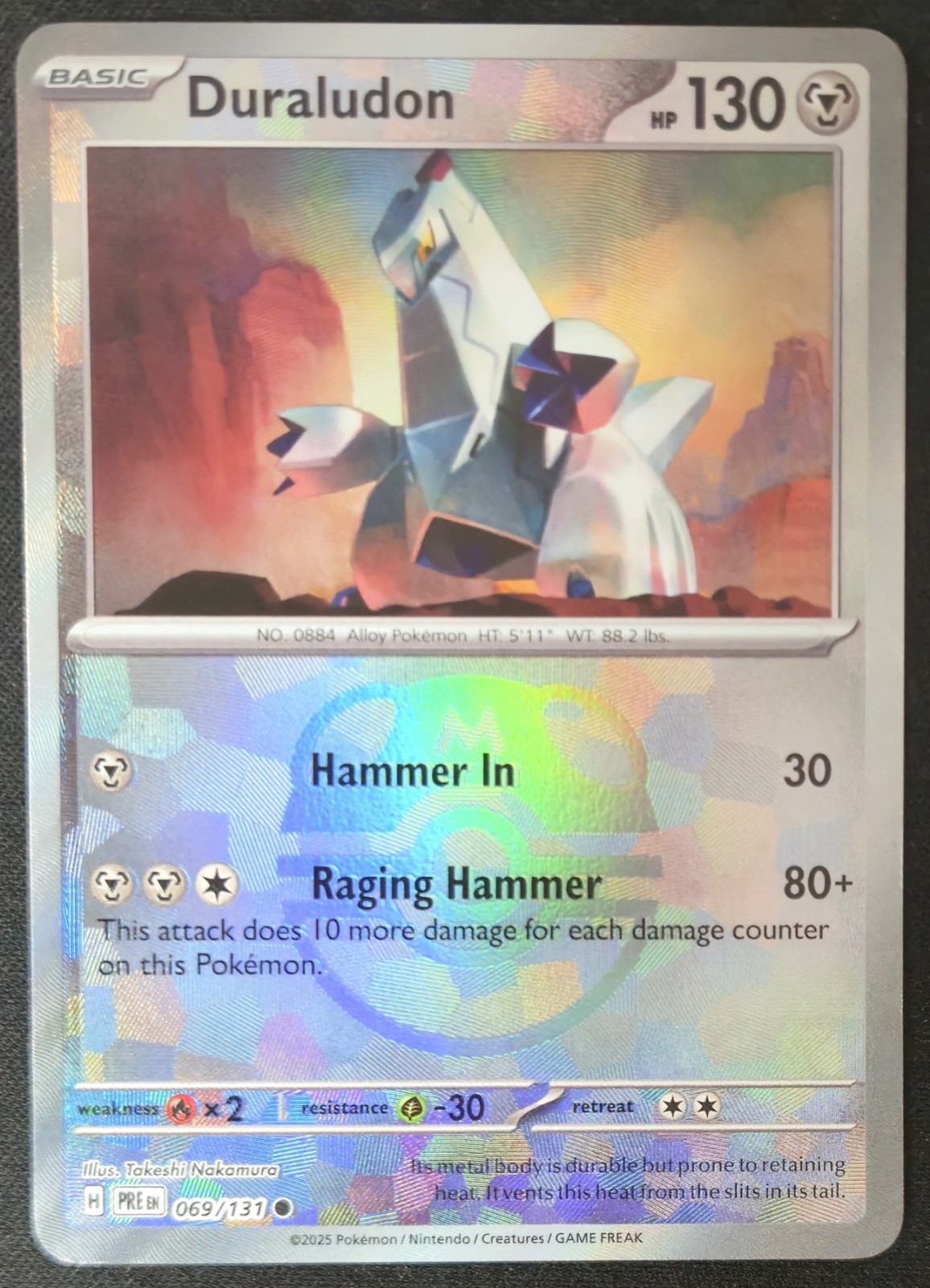 Duraludon 069/131 S&V Prismatic Evolutions Master Ball Reverse Holo Pokémon NM