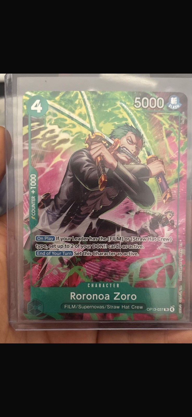Roronoa Zoro OP13-037 Adventure On Kami's Island Foil MINT   ✅