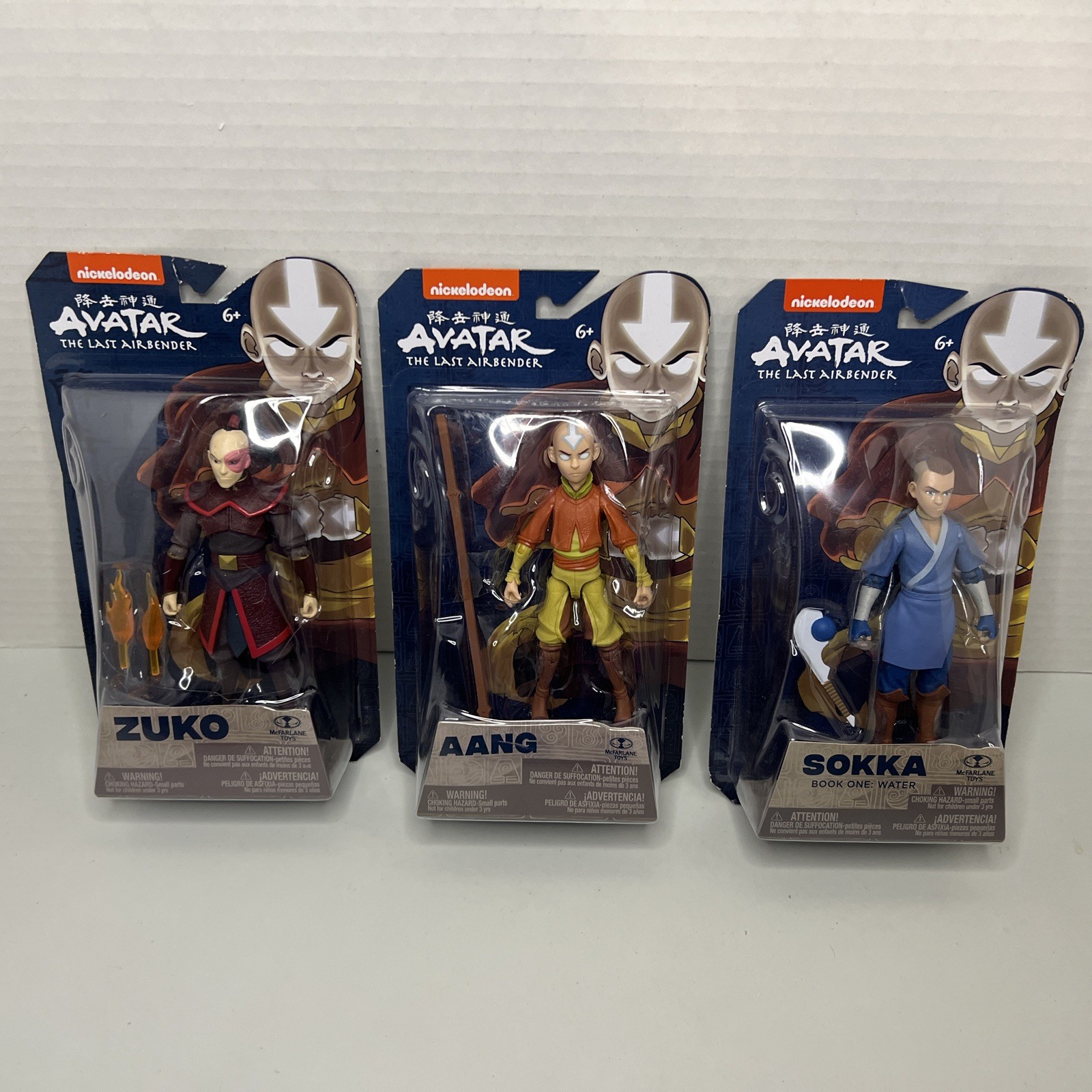 Avatar Last Airbender Action Figure Lot (x3) McFarlane 2021 (Aang, Zuko & Sokka)