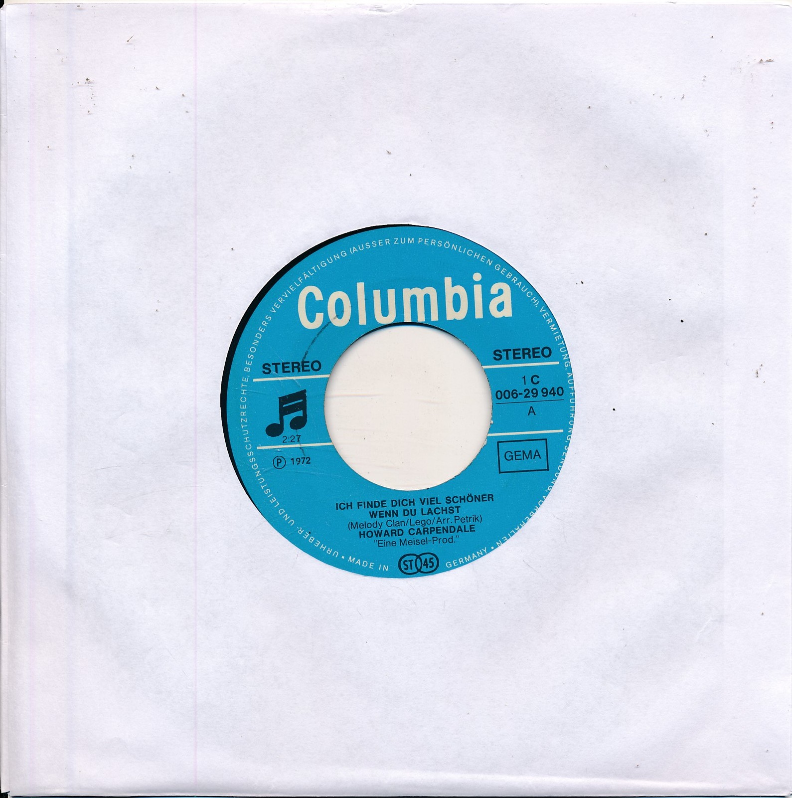 Ich finde dich viel schöner... - Howard Carpendale - LC Single 7" Vinyl 235/16